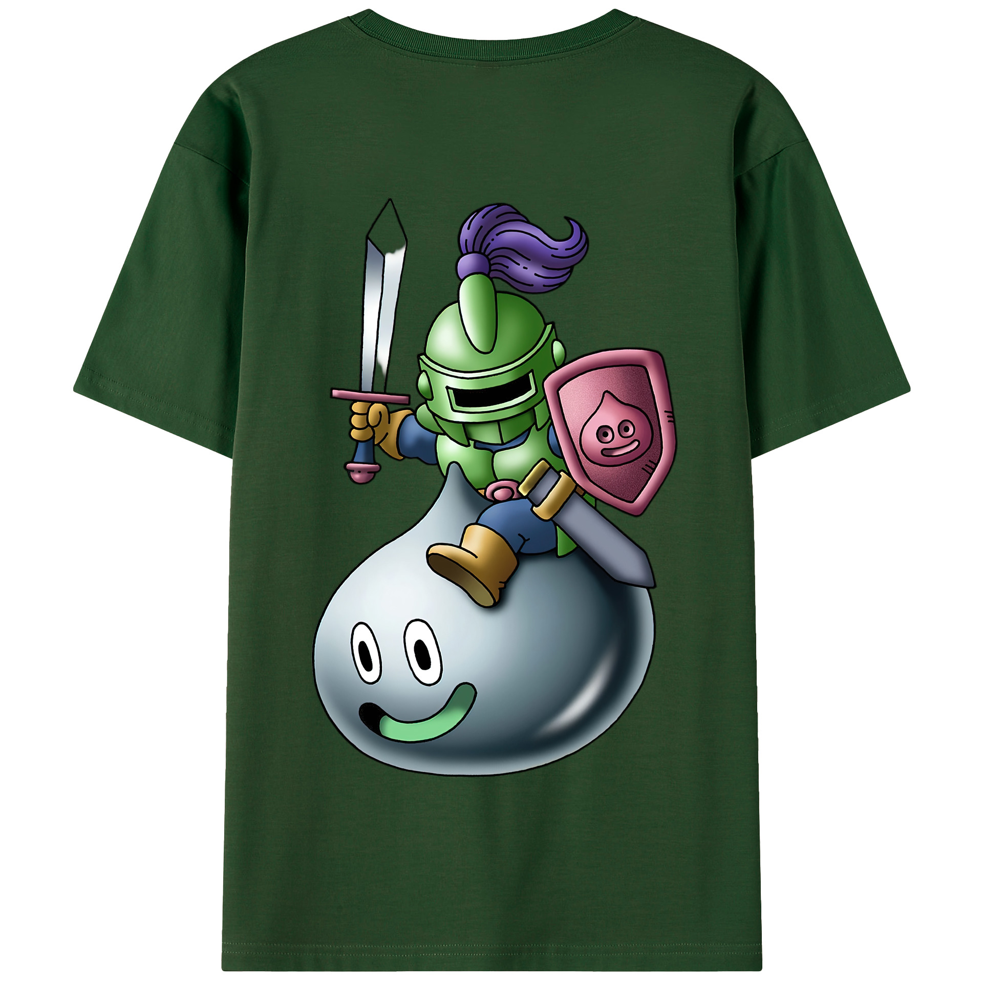 （画像用） ドラゴンクエスト Doragon Kuesuto Dragon Quest 綿100％半袖Tシャツ（背面プリント）